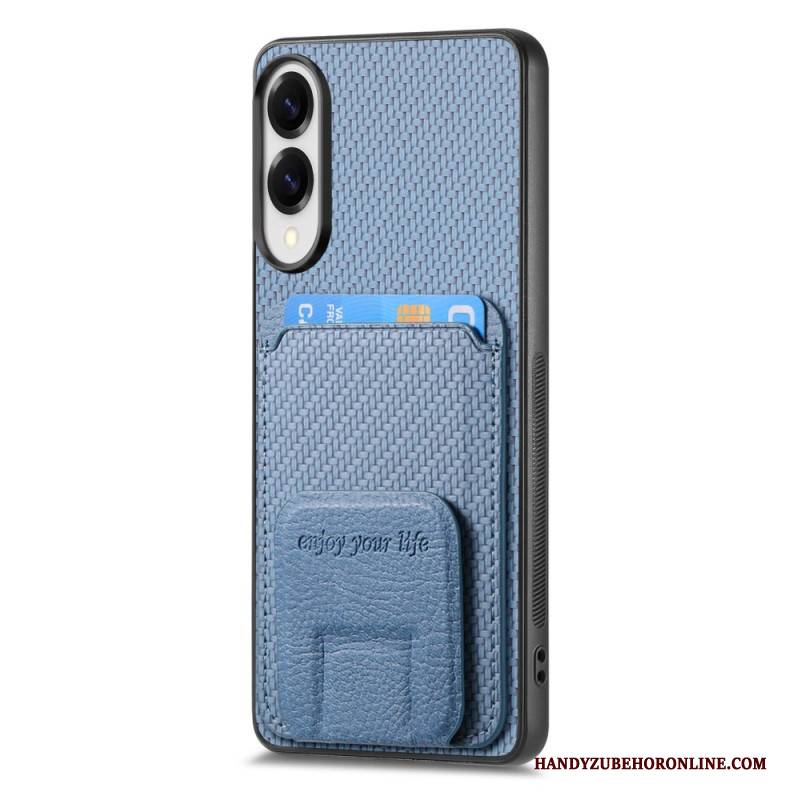 Hülle Samsung Galaxy S25 5g Edge Handyhülle Kartenhalter Mit Carbonfaser-textur Und Integriertem Ständer