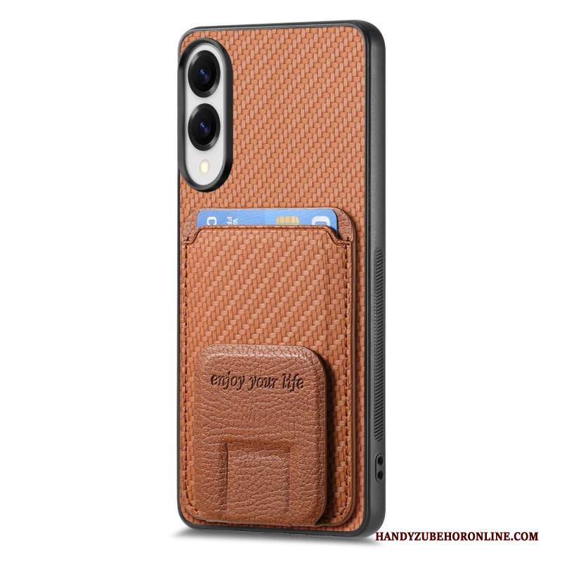 Hülle Samsung Galaxy S25 5g Edge Handyhülle Kartenhalter Mit Carbonfaser-textur Und Integriertem Ständer