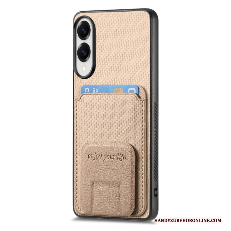 Hülle Samsung Galaxy S25 5g Edge Handyhülle Kartenhalter Mit Carbonfaser-textur Und Integriertem Ständer