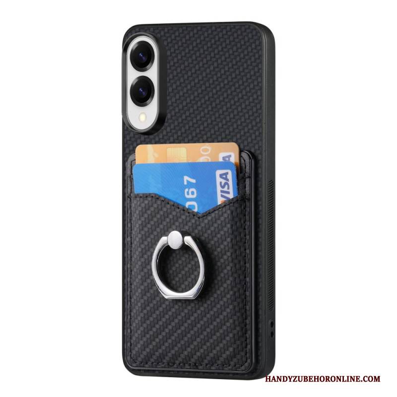 Hülle Samsung Galaxy S25 5g Edge Kohlefaser Mit Kartenhalter Und Ringständer