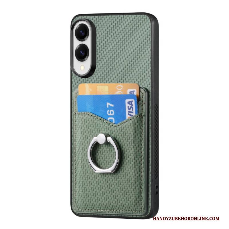 Hülle Samsung Galaxy S25 5g Edge Kohlefaser Mit Kartenhalter Und Ringständer