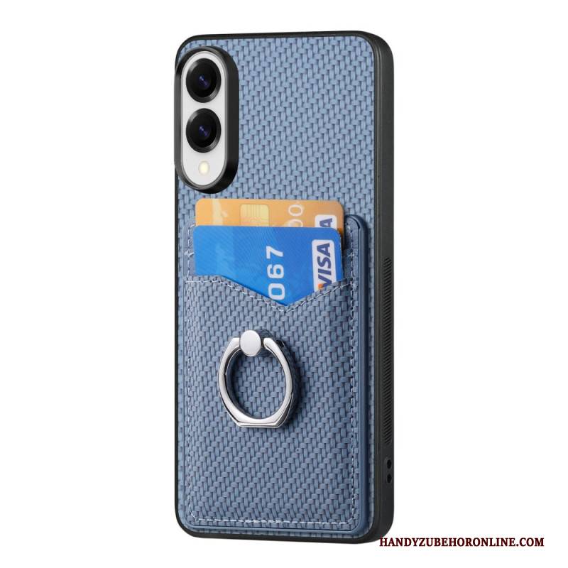 Hülle Samsung Galaxy S25 5g Edge Kohlefaser Mit Kartenhalter Und Ringständer