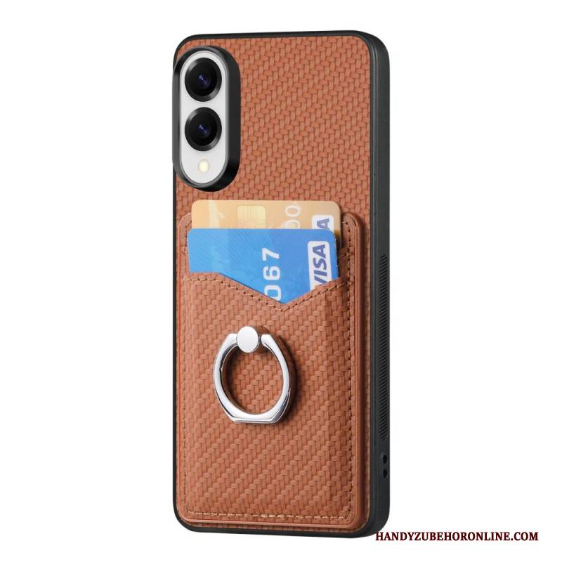 Hülle Samsung Galaxy S25 5g Edge Kohlefaser Mit Kartenhalter Und Ringständer