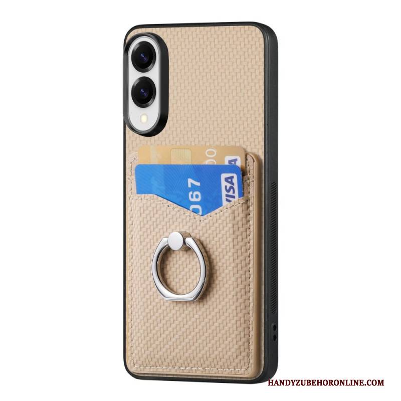 Hülle Samsung Galaxy S25 5g Edge Kohlefaser Mit Kartenhalter Und Ringständer