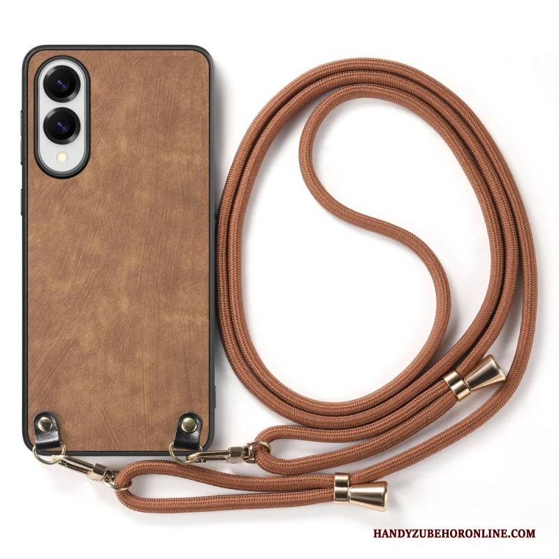 Hülle Samsung Galaxy S25 5g Edge Vintage-kordel In Lederoptik