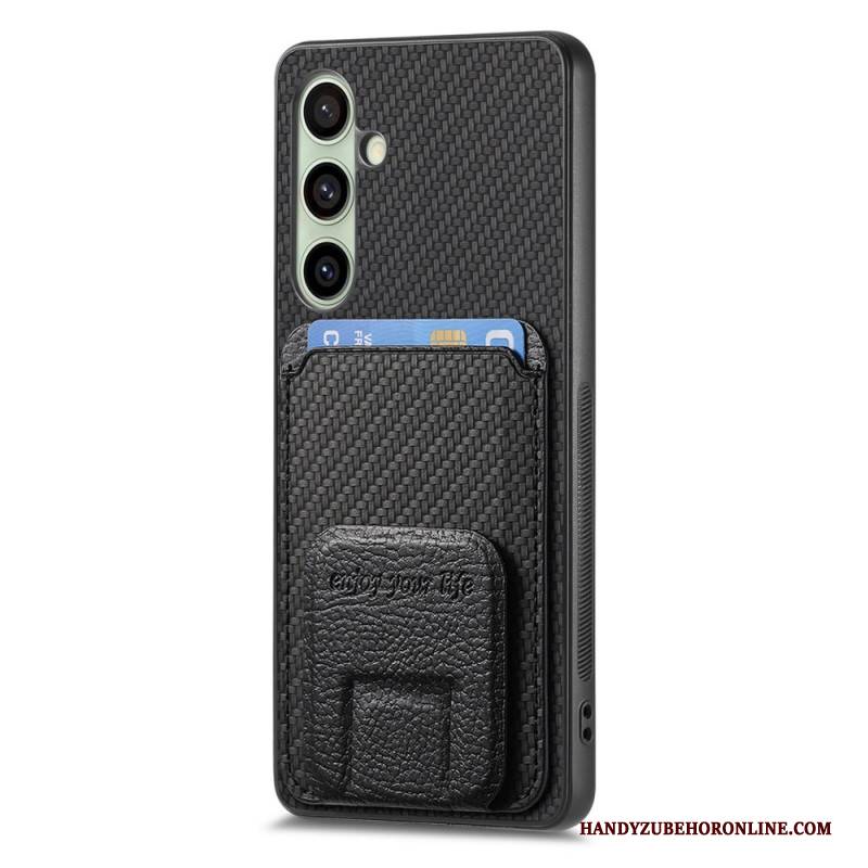 Hülle Samsung Galaxy S25 5g Handyhülle Kartenhalter Und Ständer In Carbonfaseroptik