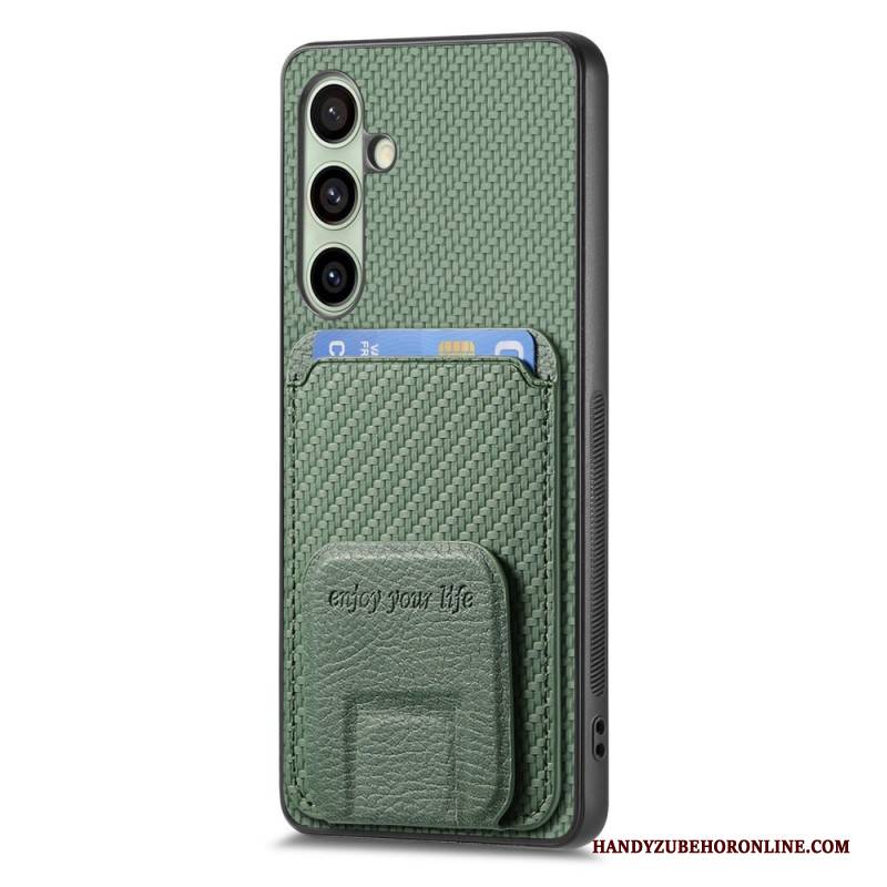 Hülle Samsung Galaxy S25 5g Handyhülle Kartenhalter Und Ständer In Carbonfaseroptik