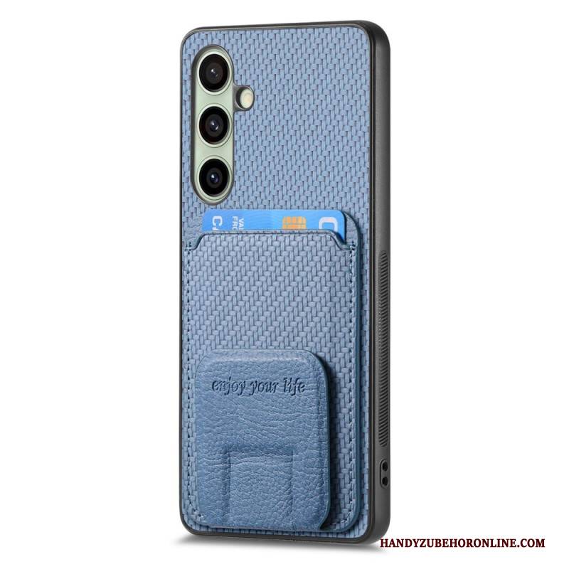 Hülle Samsung Galaxy S25 5g Handyhülle Kartenhalter Und Ständer In Carbonfaseroptik