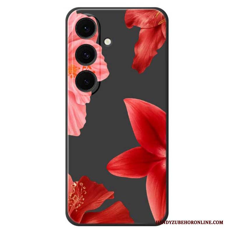 Hülle Samsung Galaxy S25 Fe Handyhülle Silikon Mit Rotem Blumenmuster
