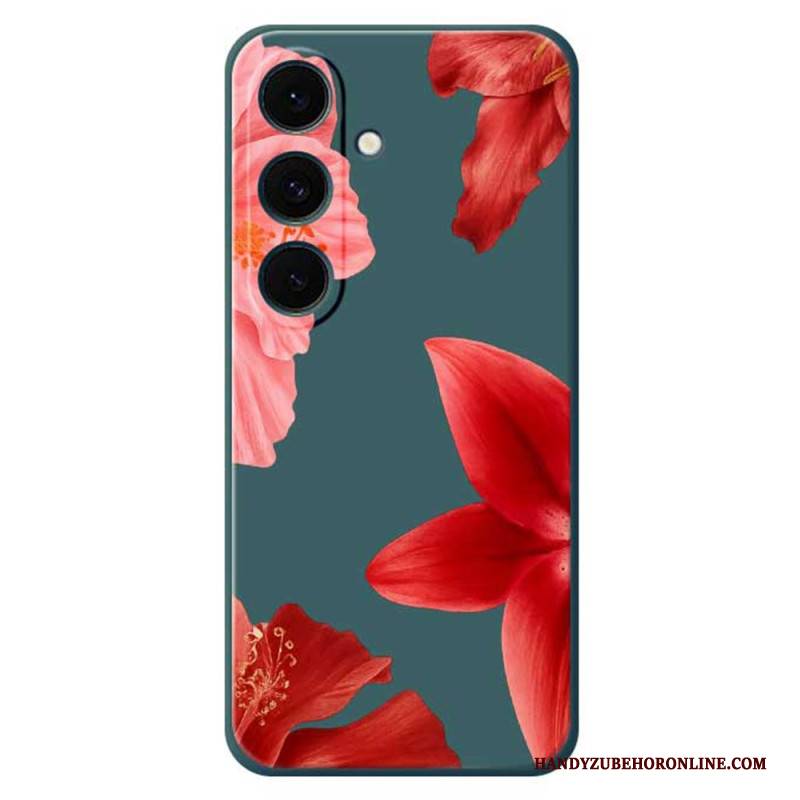 Hülle Samsung Galaxy S25 Fe Handyhülle Silikon Mit Rotem Blumenmuster