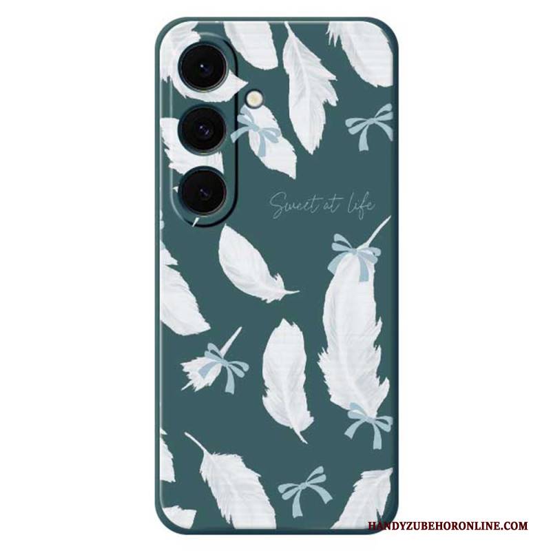 Hülle Samsung Galaxy S25 Fe Handyhülle Silikon Mit Weißer Feder