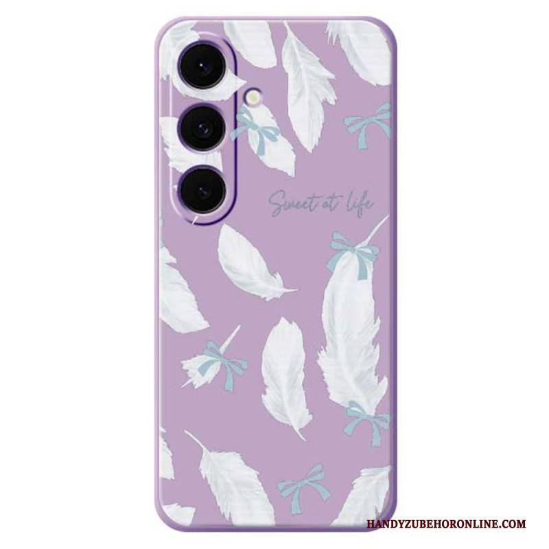 Hülle Samsung Galaxy S25 Fe Handyhülle Silikon Mit Weißer Feder