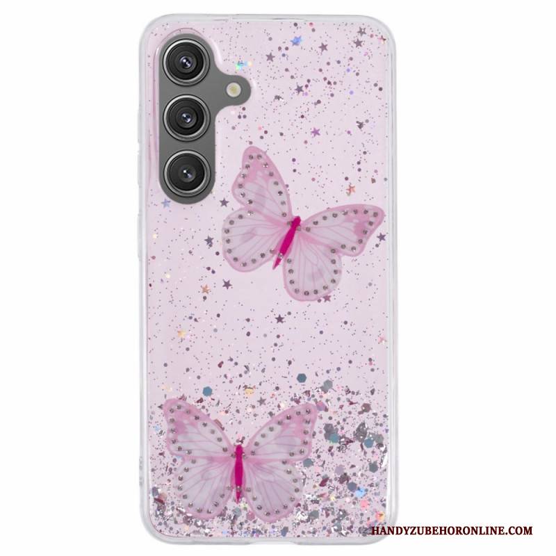 Hülle Samsung Galaxy S25 Plus 5g Handyhülle Pailletten & Schmetterlinge