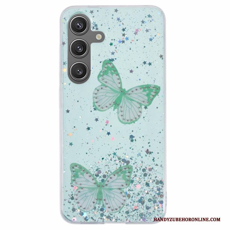 Hülle Samsung Galaxy S25 Plus 5g Handyhülle Pailletten & Schmetterlinge