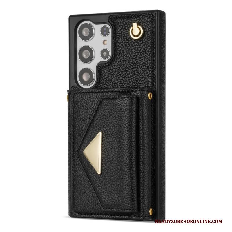 Hülle Samsung Galaxy S25 Ultra 5g Handyhülle Lederoptik Mit Kartenhalter Und Tragegurt