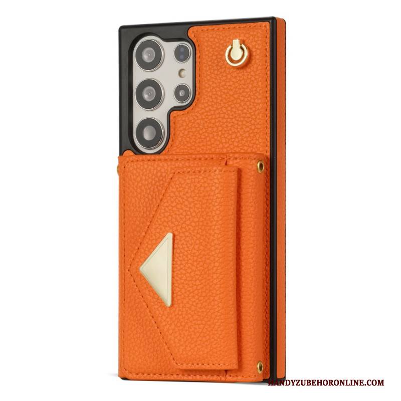 Hülle Samsung Galaxy S25 Ultra 5g Handyhülle Lederoptik Mit Kartenhalter Und Tragegurt