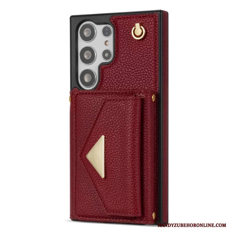 Hülle Samsung Galaxy S25 Ultra 5g Handyhülle Lederoptik Mit Kartenhalter Und Tragegurt