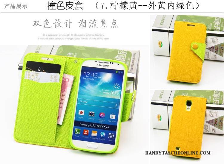 Hülle Samsung Galaxy S4 Lederhülle Grün, Case Samsung Galaxy S4 Halterung