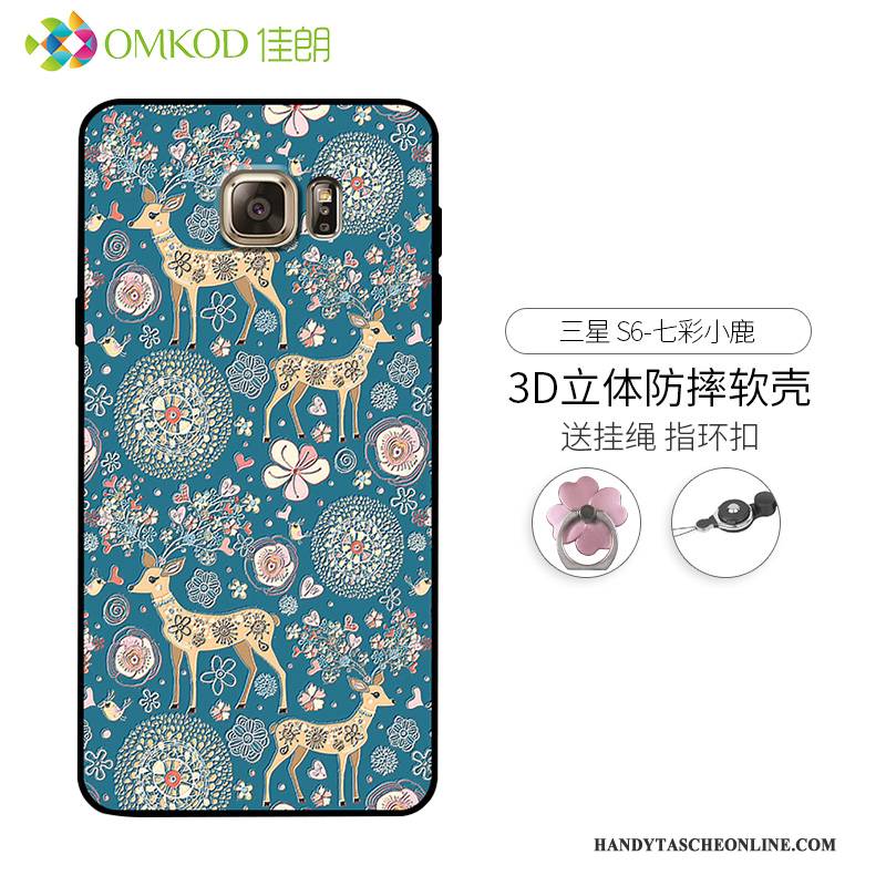 Hülle Samsung Galaxy S6 Edge Prägung Handyhüllen Trend, Case Samsung Galaxy S6 Edge Taschen Persönlichkeit Blau
