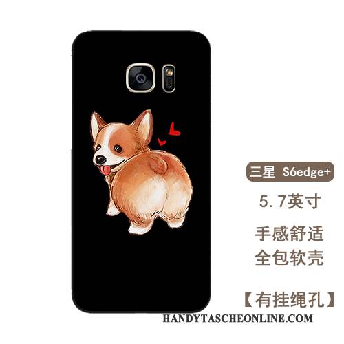 Hülle Samsung Galaxy S6 Edge + Taschen Schwarz Nette, Case Samsung Galaxy S6 Edge + Silikon Anti-sturz Hängende Verzierungen