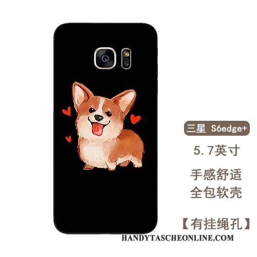 Hülle Samsung Galaxy S6 Edge + Taschen Schwarz Nette, Case Samsung Galaxy S6 Edge + Silikon Anti-sturz Hängende Verzierungen