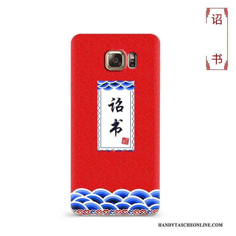 Hülle Samsung Galaxy S6 Silikon Anti-sturz Handyhüllen, Case Samsung Galaxy S6 Taschen Persönlichkeit Rot
