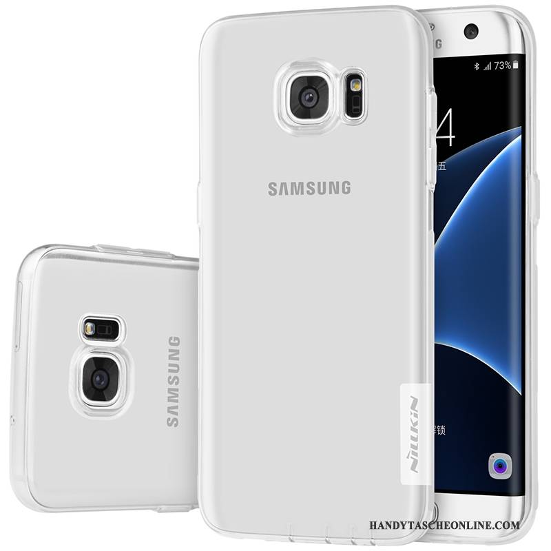 Hülle Samsung Galaxy S7 Edge Schutz Transparent Gold, Case Samsung Galaxy S7 Edge Weiche Rosa