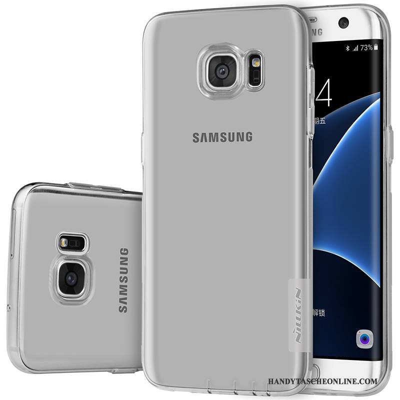 Hülle Samsung Galaxy S7 Edge Schutz Transparent Gold, Case Samsung Galaxy S7 Edge Weiche Rosa