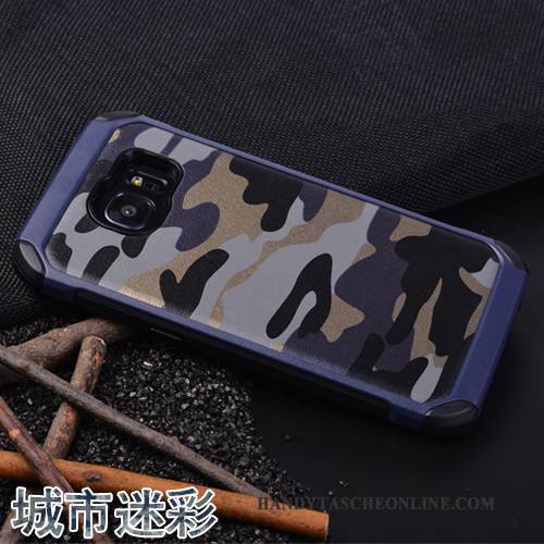 Hülle Samsung Galaxy S7 Edge Silikon Blau Anti-sturz, Case Samsung Galaxy S7 Edge Schutz Tarnung Persönlichkeit