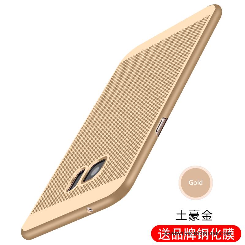 Hülle Samsung Galaxy S7 Edge Taschen Gold Nubuck, Case Samsung Galaxy S7 Edge Schutz Schwer Atmungsaktiv