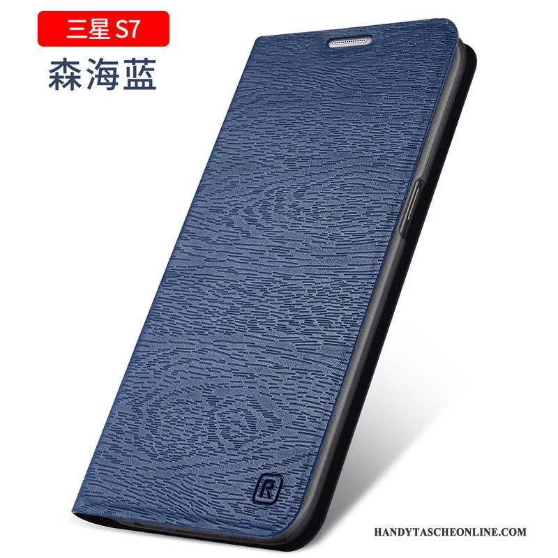 Hülle Samsung Galaxy S7 Folio Anti-sturz Handyhüllen, Case Samsung Galaxy S7 Lederhülle Gold