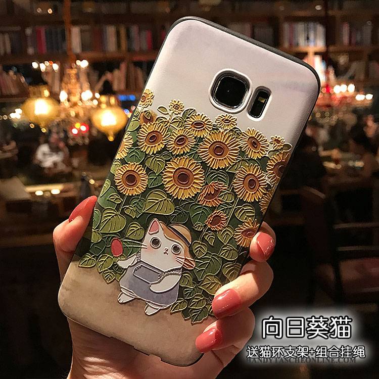 Hülle Samsung Galaxy S7 Prägung Nubuck Schwarz, Case Samsung Galaxy S7 Farbe Handyhüllen