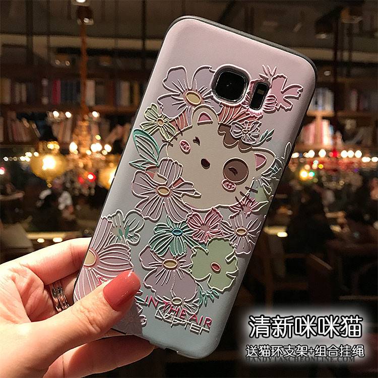 Hülle Samsung Galaxy S7 Prägung Nubuck Schwarz, Case Samsung Galaxy S7 Farbe Handyhüllen