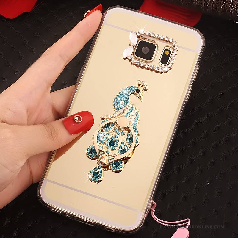 Hülle Samsung Galaxy S7 Schutz Anti-sturz Gold, Case Samsung Galaxy S7 Taschen Hängende Verzierungen Ring