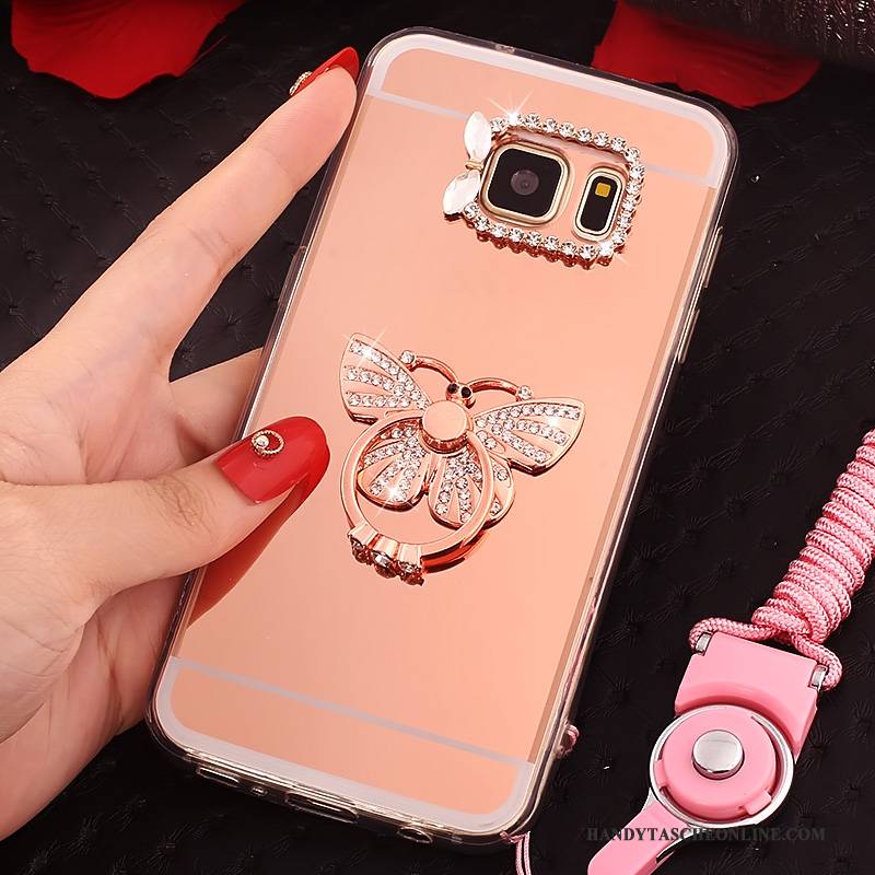 Hülle Samsung Galaxy S7 Schutz Anti-sturz Gold, Case Samsung Galaxy S7 Taschen Hängende Verzierungen Ring