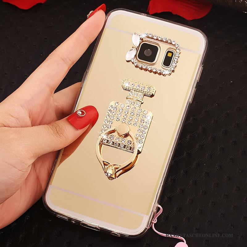 Hülle Samsung Galaxy S7 Schutz Anti-sturz Gold, Case Samsung Galaxy S7 Taschen Hängende Verzierungen Ring