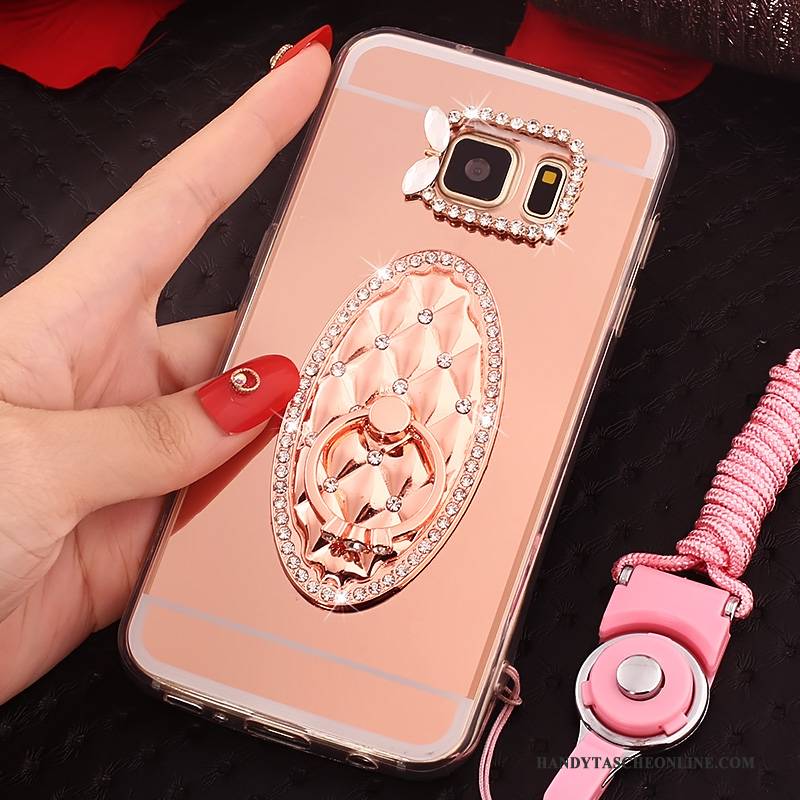 Hülle Samsung Galaxy S7 Schutz Anti-sturz Gold, Case Samsung Galaxy S7 Taschen Hängende Verzierungen Ring