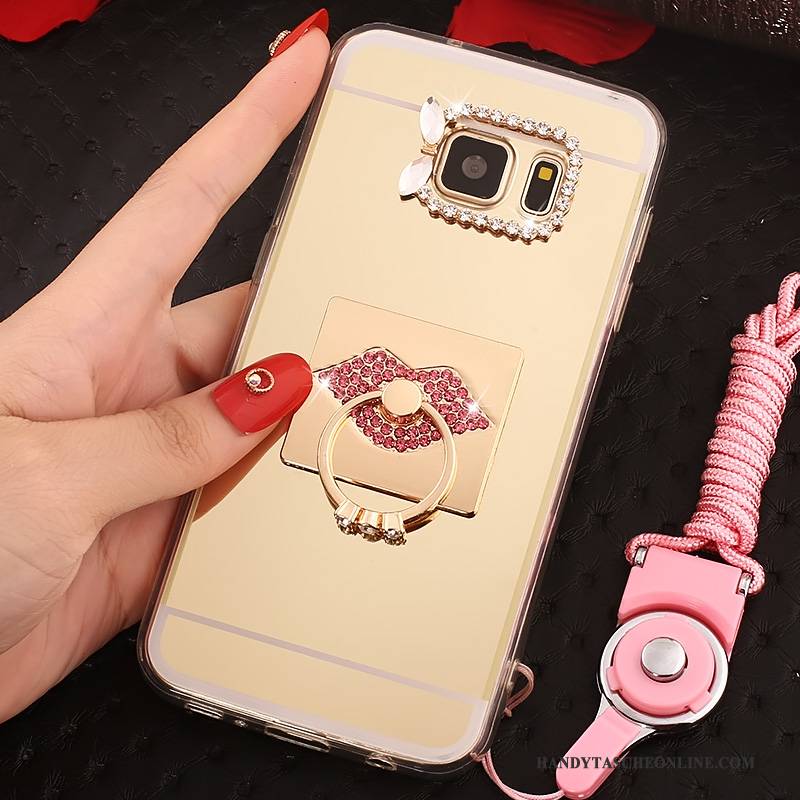 Hülle Samsung Galaxy S7 Schutz Anti-sturz Gold, Case Samsung Galaxy S7 Taschen Hängende Verzierungen Ring
