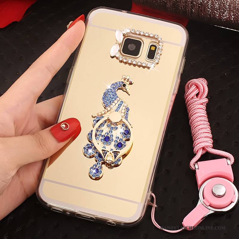 Hülle Samsung Galaxy S7 Schutz Anti-sturz Gold, Case Samsung Galaxy S7 Taschen Hängende Verzierungen Ring