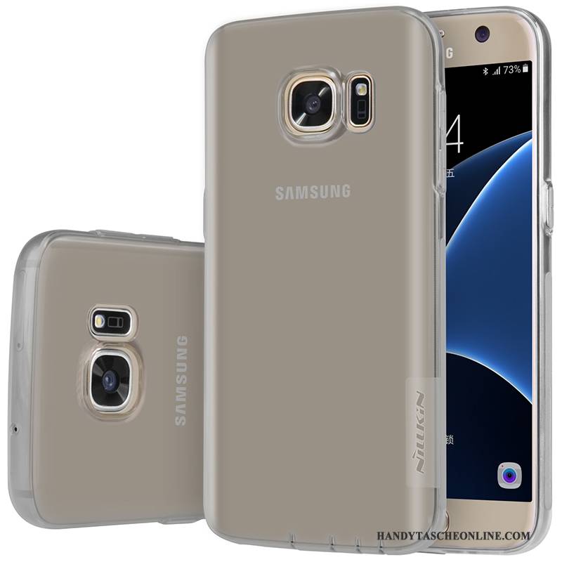 Hülle Samsung Galaxy S7 Weiche Transparent Schlank, Case Samsung Galaxy S7 Silikon Handyhüllen Gold