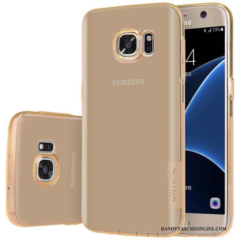 Hülle Samsung Galaxy S7 Weiche Transparent Schlank, Case Samsung Galaxy S7 Silikon Handyhüllen Gold