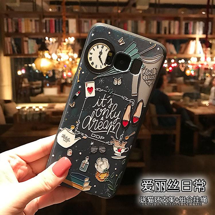 Hülle Samsung Galaxy S8+ Farbe Nubuck Mini, Case Samsung Galaxy S8+ Blumen Handyhüllen Schwarz