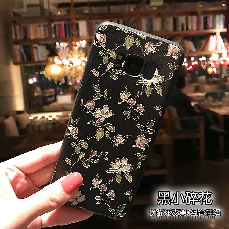 Hülle Samsung Galaxy S8+ Farbe Nubuck Mini, Case Samsung Galaxy S8+ Blumen Handyhüllen Schwarz