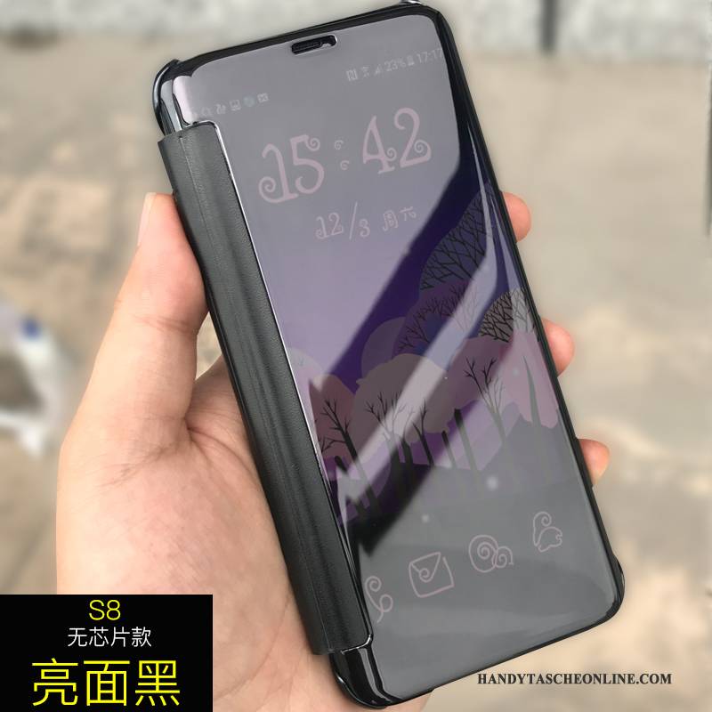 Hülle Samsung Galaxy S8 Lederhülle Blau Anti-sturz, Case Samsung Galaxy S8 Folio Spiegel Schlafsaal
