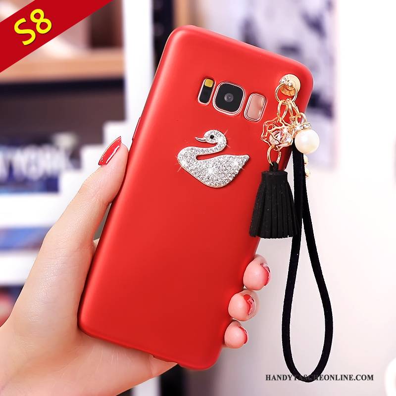 Hülle Samsung Galaxy S8 Silikon Handyhüllen Anti-sturz, Case Samsung Galaxy S8 Taschen Rot Nubuck