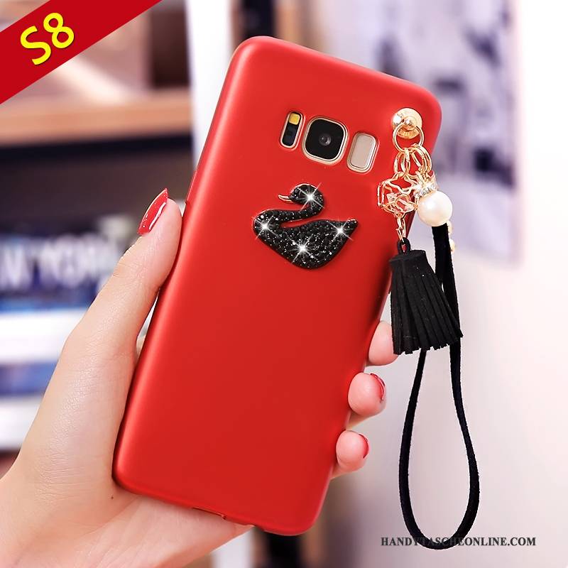 Hülle Samsung Galaxy S8 Silikon Handyhüllen Anti-sturz, Case Samsung Galaxy S8 Taschen Rot Nubuck