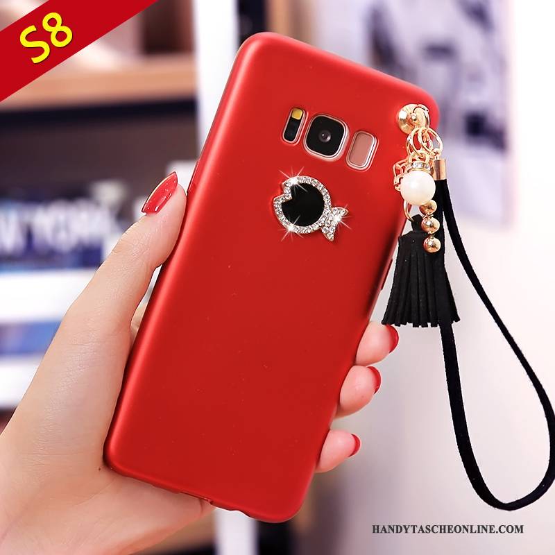 Hülle Samsung Galaxy S8 Silikon Handyhüllen Anti-sturz, Case Samsung Galaxy S8 Taschen Rot Nubuck