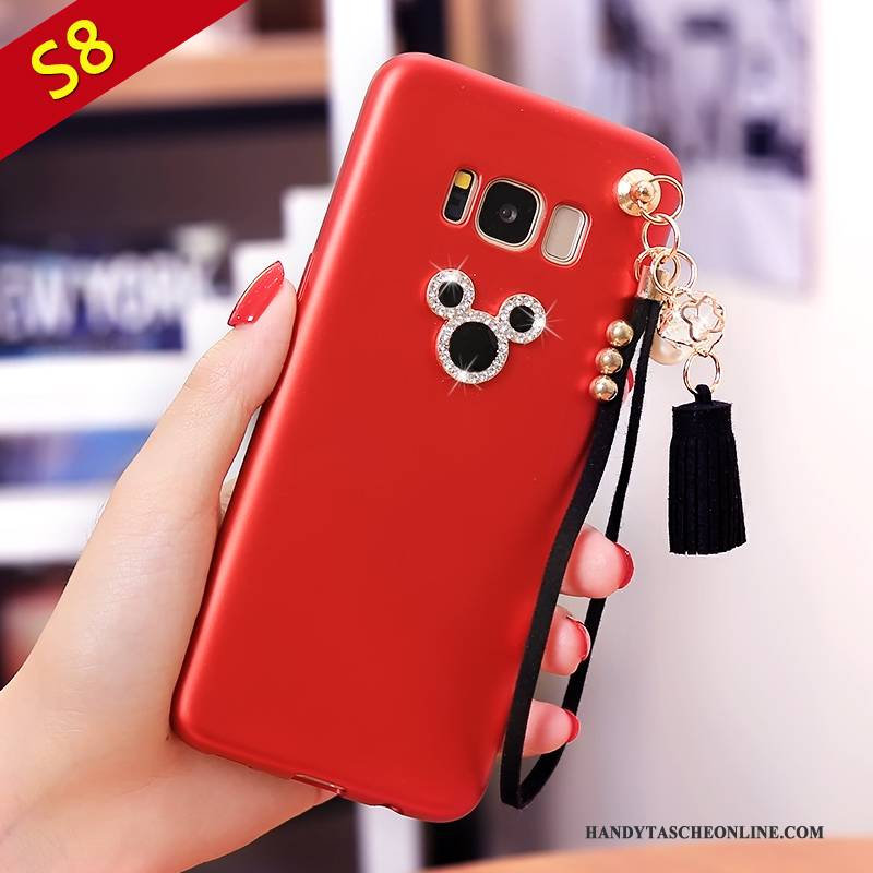 Hülle Samsung Galaxy S8 Silikon Handyhüllen Anti-sturz, Case Samsung Galaxy S8 Taschen Rot Nubuck