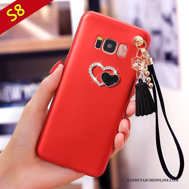 Hülle Samsung Galaxy S8 Silikon Handyhüllen Anti-sturz, Case Samsung Galaxy S8 Taschen Rot Nubuck