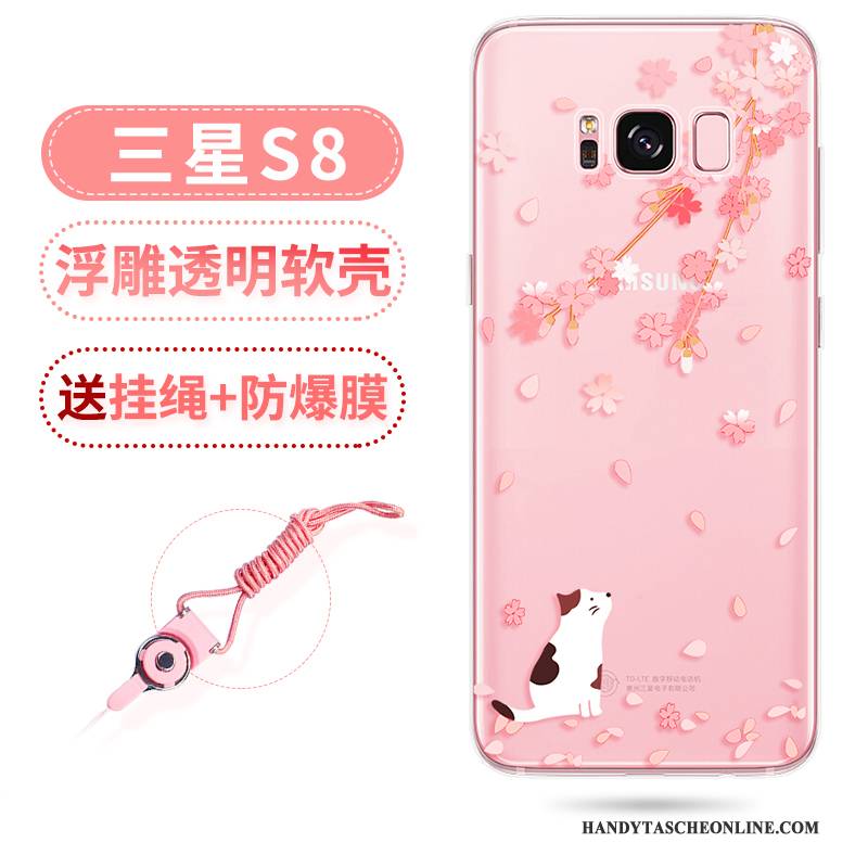 Hülle Samsung Galaxy S8 Taschen Hängende Verzierungen Rosa, Case Samsung Galaxy S8 Prägung Transparent Anti-sturz